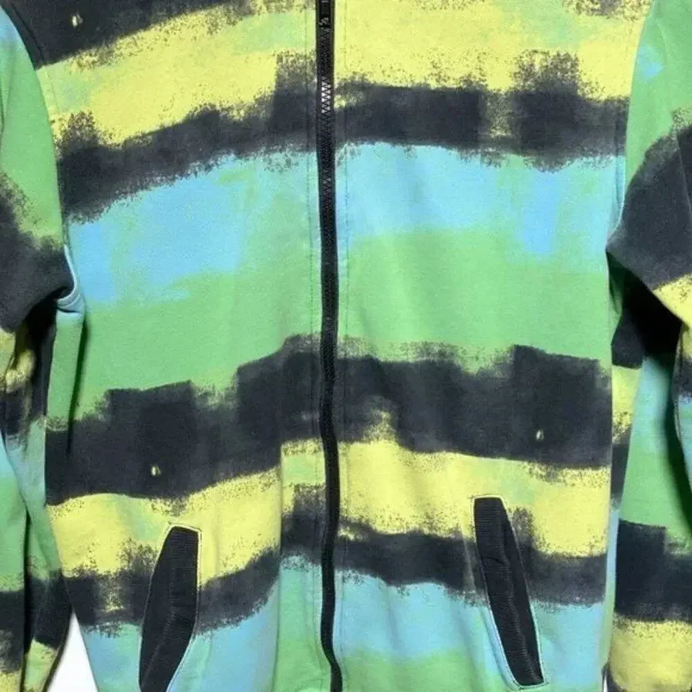 H&M Boys Green, Black, and Yellow Zip Hoodie Size S‎